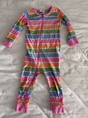 Kids Striped Zip One-Piece - Pink & Multicolor
